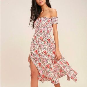Lulus floral off shoulder NWT midi dress